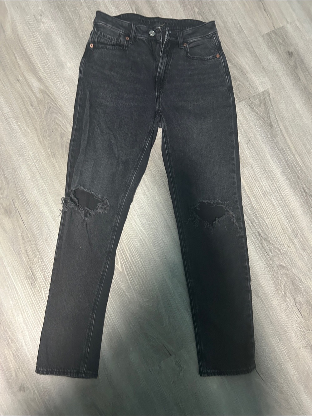 Womens Black Distressed Slim Jeans